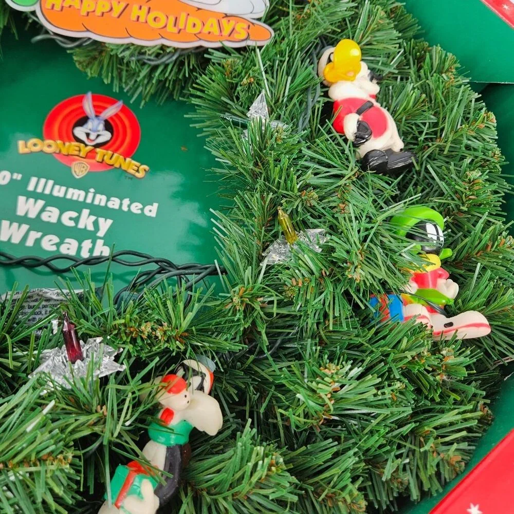 Looney Tunes Holiday Wreath Light Up Illuminated Wacky Warner Bros Christmas 20